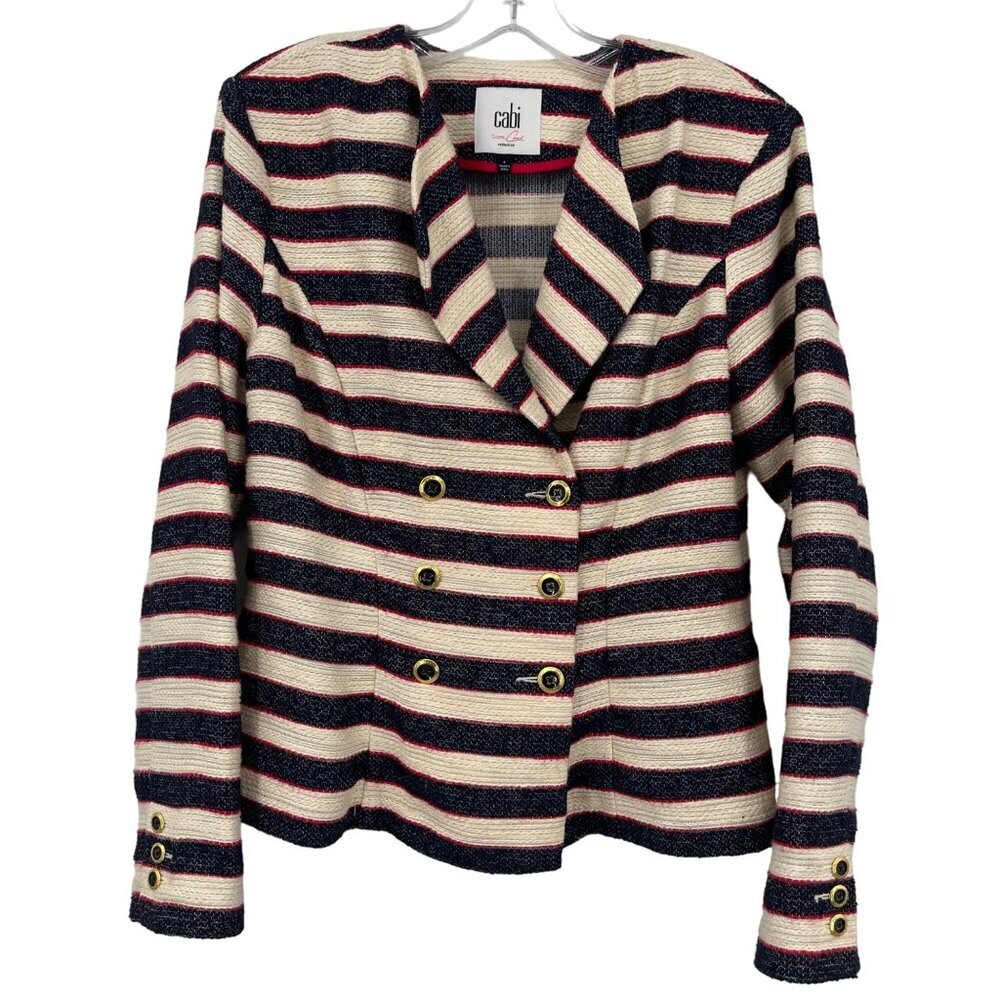 Cabi Love Carol Collection Nautical Cruise Blazer Jacket Women's 6 Blue‎ Stripe